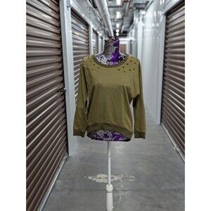 Forever 21 Medium Oversized Olive Sweater with Gold Spike Embellishments